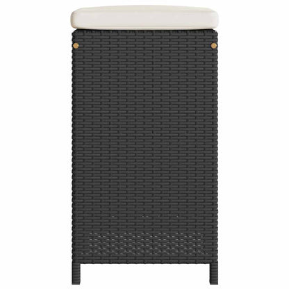Tuinbarkrukken met kussens 6 st poly rattan zwart