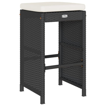 Tuinbarkrukken met kussens 6 st poly rattan zwart
