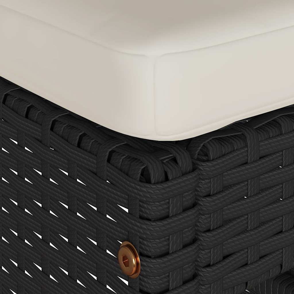 Tuinbarkrukken met kussens 6 st poly rattan zwart