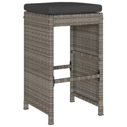 Tuinbarkrukken met kussens 6 st poly rattan grijs