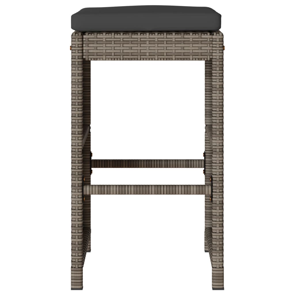 Tuinbarkrukken met kussens 6 st poly rattan grijs