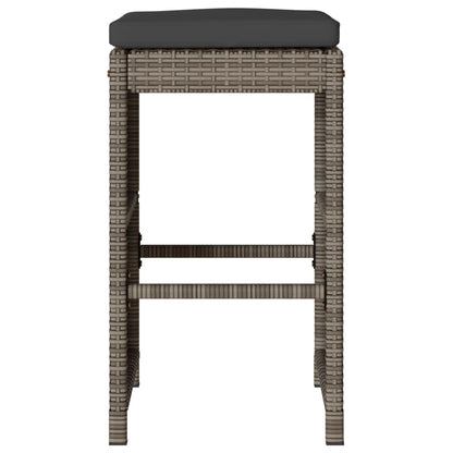 Tuinbarkrukken met kussens 6 st poly rattan grijs