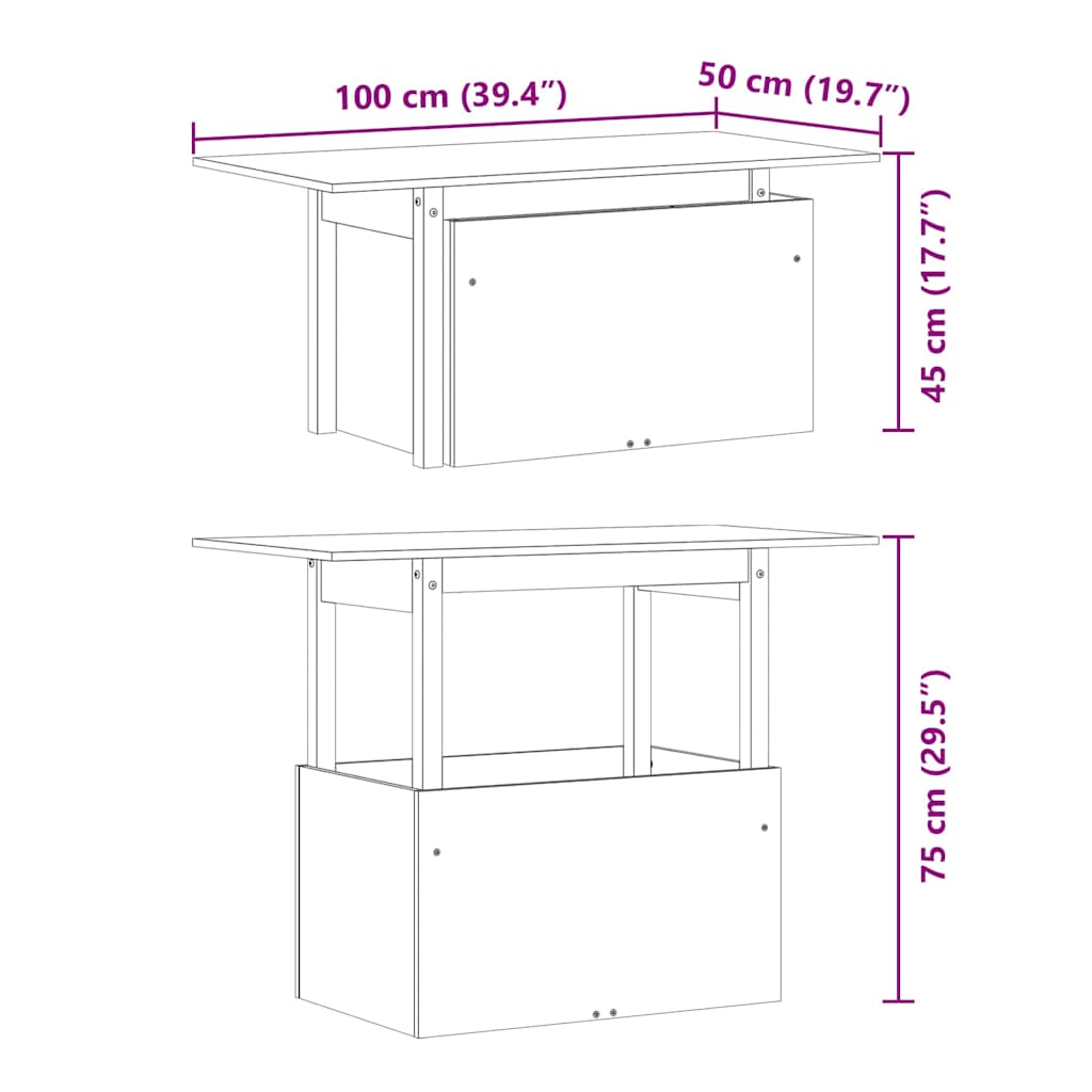 Tuintafel 100x50x75 cm massief grenenhout wit