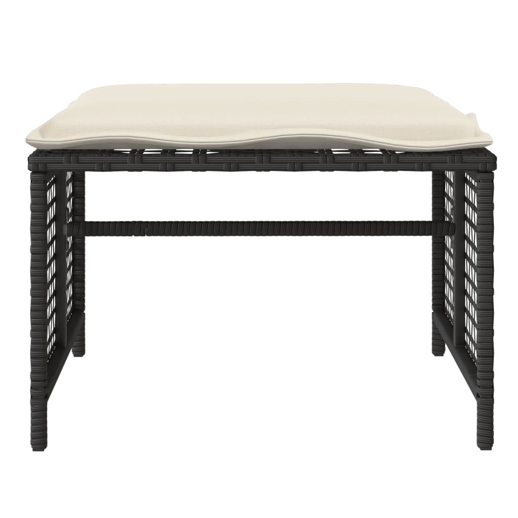 4-delige Loungeset met kussens poly rattan en glas zwart