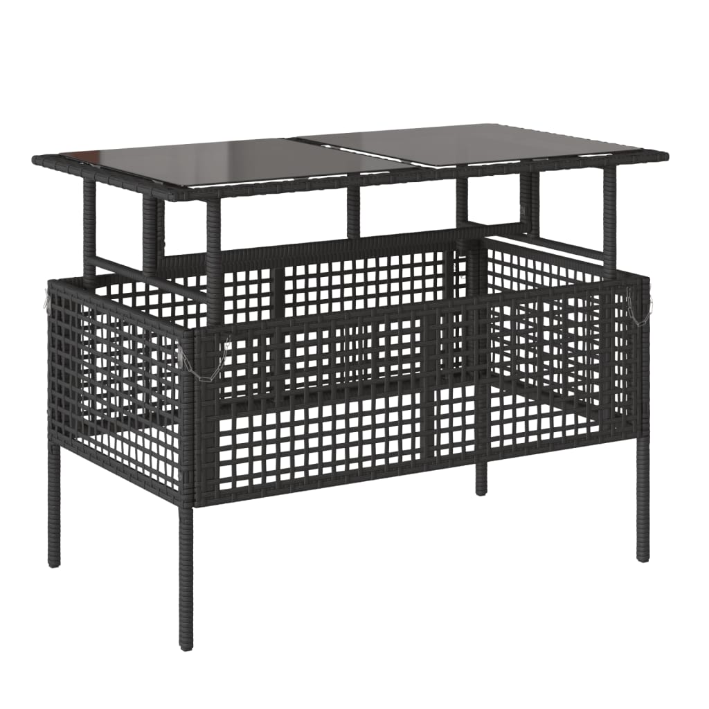 4-delige Loungeset met kussens poly rattan en glas zwart
