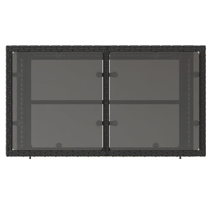 4-delige Loungeset met kussens poly rattan en glas zwart