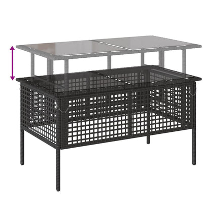 4-delige Loungeset met kussens poly rattan en glas zwart