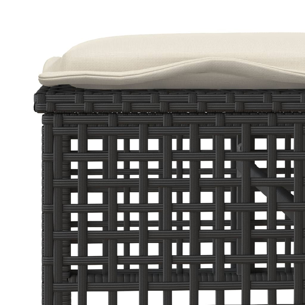 4-delige Loungeset met kussens poly rattan en glas zwart