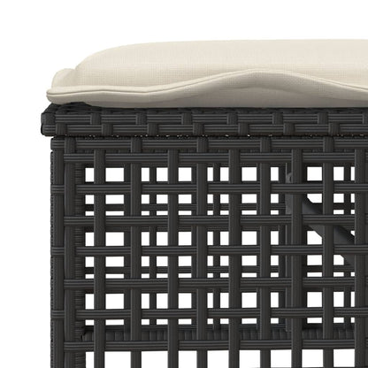 4-delige Loungeset met kussens poly rattan en glas zwart