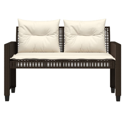 4-delige Loungeset met kussens poly rattan bruin