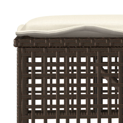 4-delige Loungeset met kussens poly rattan bruin