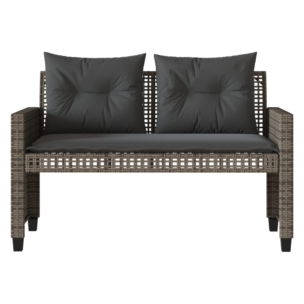 4-delige Loungeset met kussens poly rattan en glas grijs
