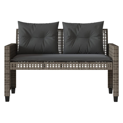 4-delige Loungeset met kussens poly rattan en glas grijs