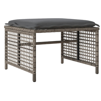 4-delige Loungeset met kussens poly rattan en glas grijs