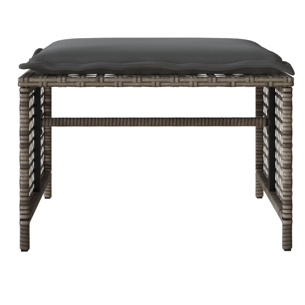 4-delige Loungeset met kussens poly rattan en glas grijs