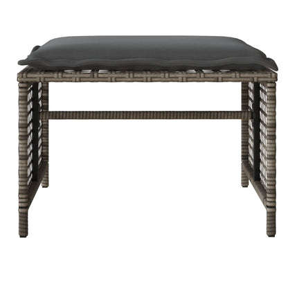 4-delige Loungeset met kussens poly rattan en glas grijs