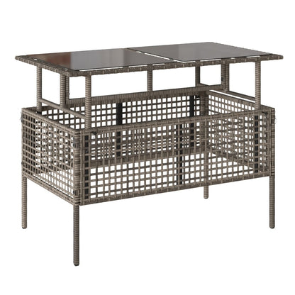 4-delige Loungeset met kussens poly rattan en glas grijs