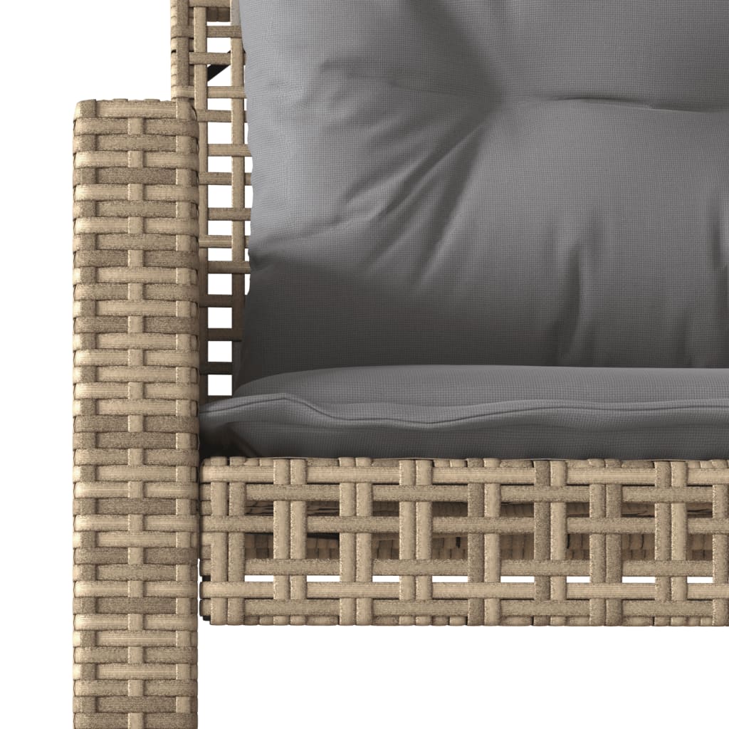4-delige Loungeset met kussens poly rattan en glas beige