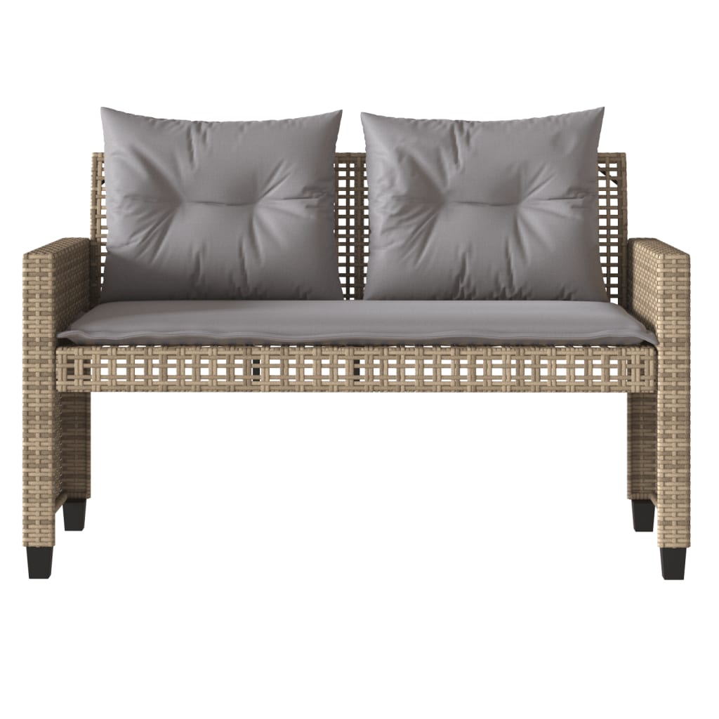 4-delige Loungeset met kussens poly rattan en glas beige