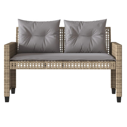 4-delige Loungeset met kussens poly rattan en glas beige