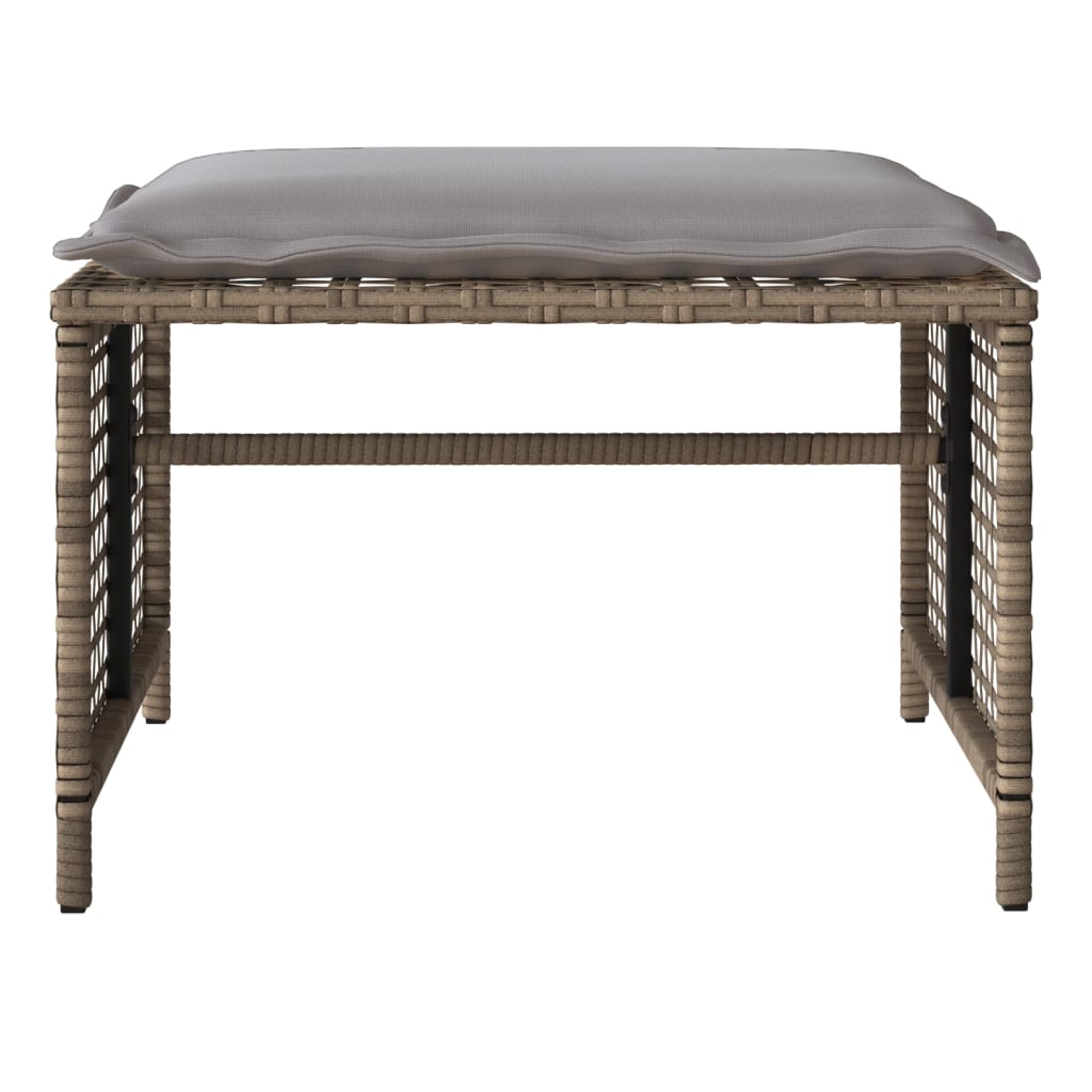 4-delige Loungeset met kussens poly rattan en glas beige