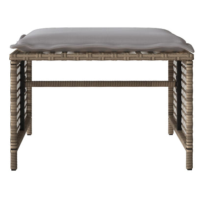 4-delige Loungeset met kussens poly rattan en glas beige