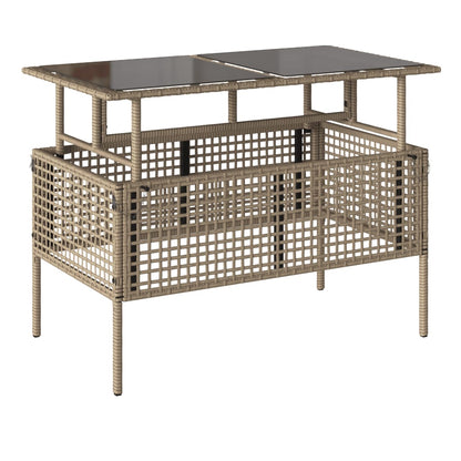 4-delige Loungeset met kussens poly rattan en glas beige