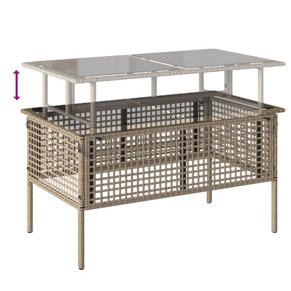 4-delige Loungeset met kussens poly rattan en glas beige