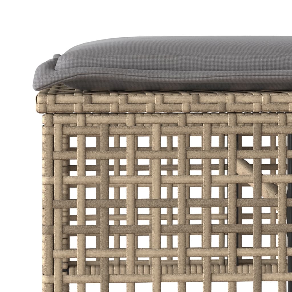 4-delige Loungeset met kussens poly rattan en glas beige