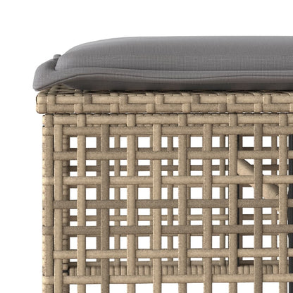 4-delige Loungeset met kussens poly rattan en glas beige
