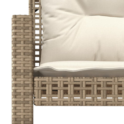 4-delige Loungeset met kussens poly rattan en glas beige