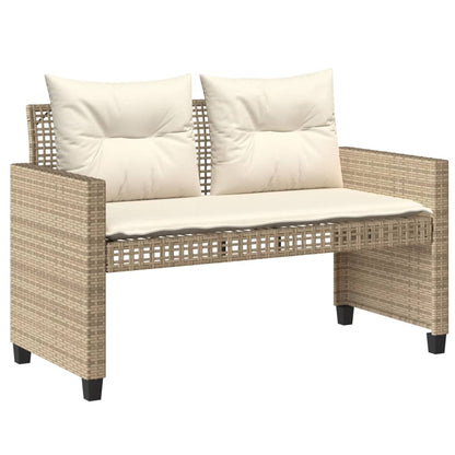 4-delige Loungeset met kussens poly rattan en glas beige