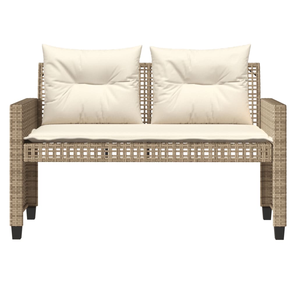 4-delige Loungeset met kussens poly rattan en glas beige
