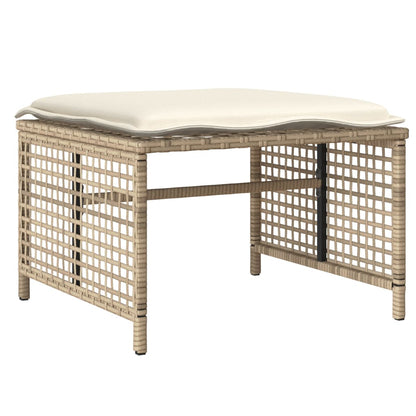 4-delige Loungeset met kussens poly rattan en glas beige