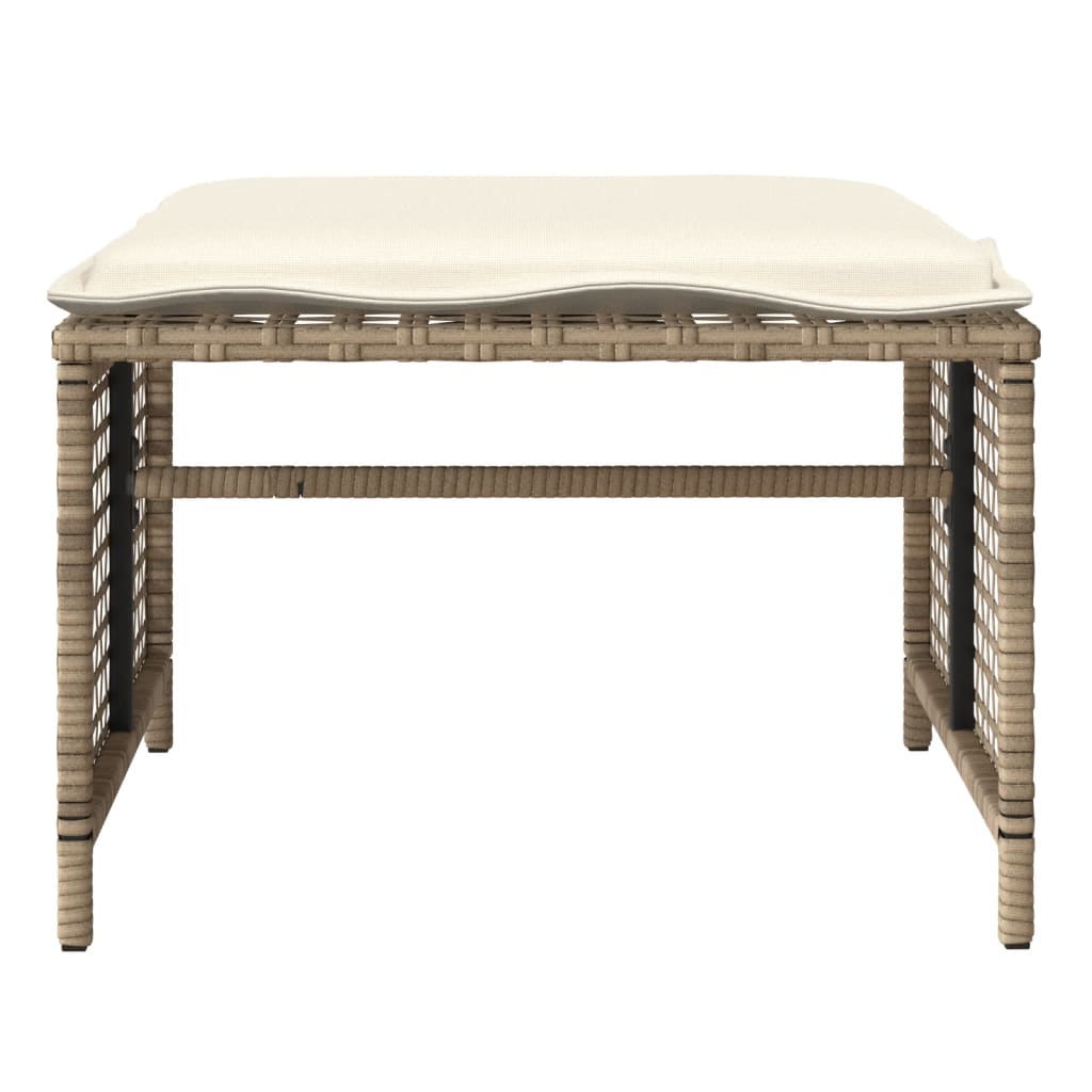 4-delige Loungeset met kussens poly rattan en glas beige