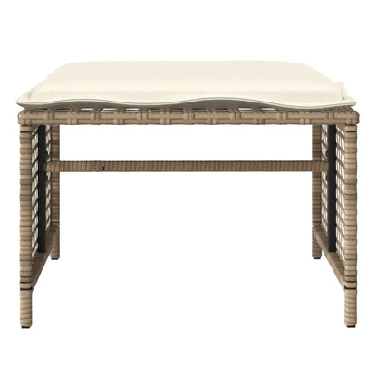4-delige Loungeset met kussens poly rattan en glas beige