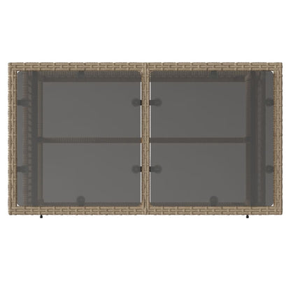 4-delige Loungeset met kussens poly rattan en glas beige