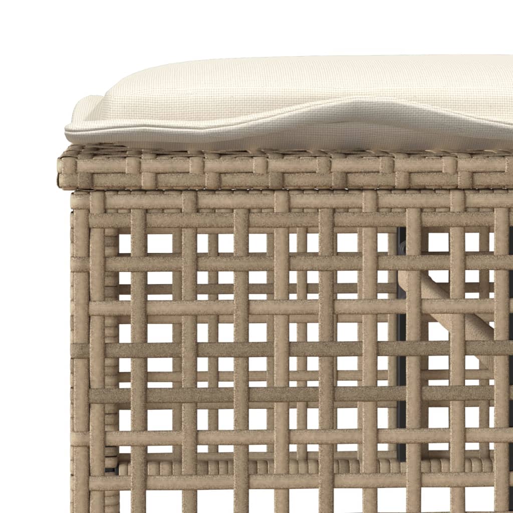 4-delige Loungeset met kussens poly rattan en glas beige