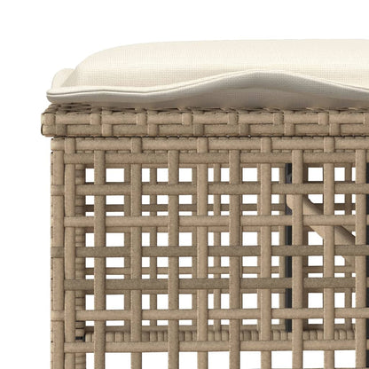 4-delige Loungeset met kussens poly rattan en glas beige