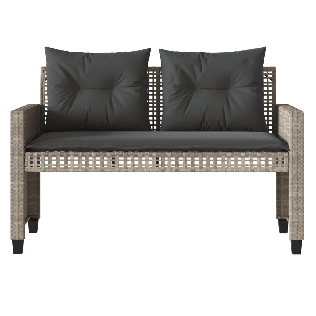 4-delige Loungeset met kussens poly rattan en glas lichtgrijs
