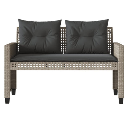4-delige Loungeset met kussens poly rattan en glas lichtgrijs