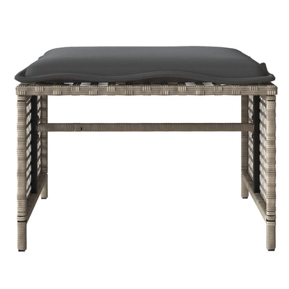 4-delige Loungeset met kussens poly rattan en glas lichtgrijs