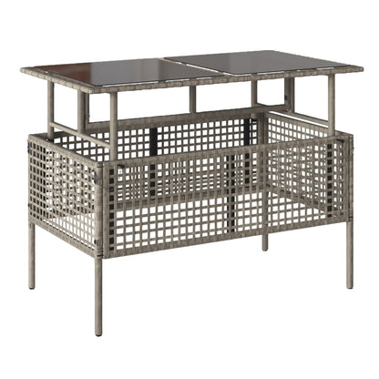 4-delige Loungeset met kussens poly rattan en glas lichtgrijs