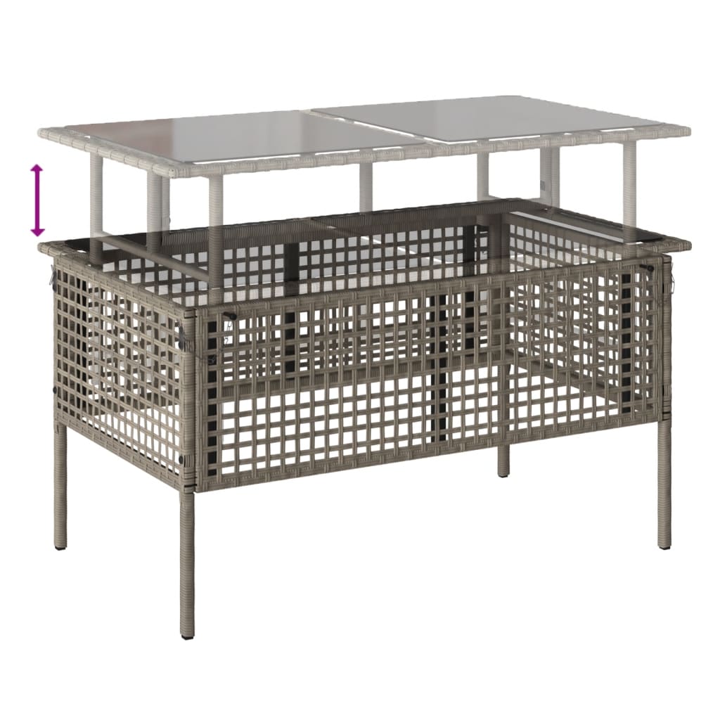 4-delige Loungeset met kussens poly rattan en glas lichtgrijs