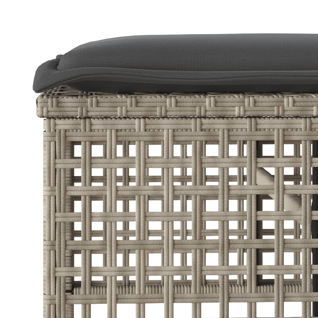 4-delige Loungeset met kussens poly rattan en glas lichtgrijs