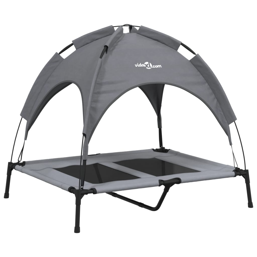 Hondenmand Met Luifel Oxford Stof En Staal Antracietkleurig 92 x 77 x 85 cm