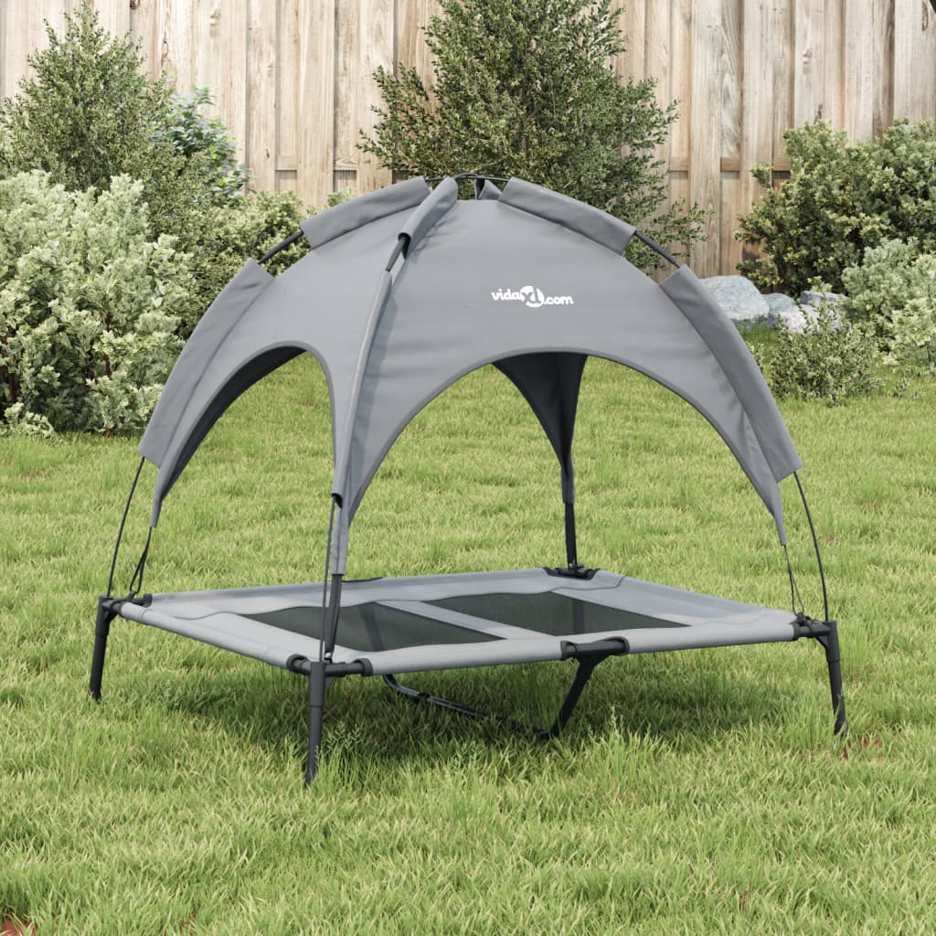 Hondenmand Met Luifel Oxford Stof En Staal Antracietkleurig 92 x 77 x 85 cm