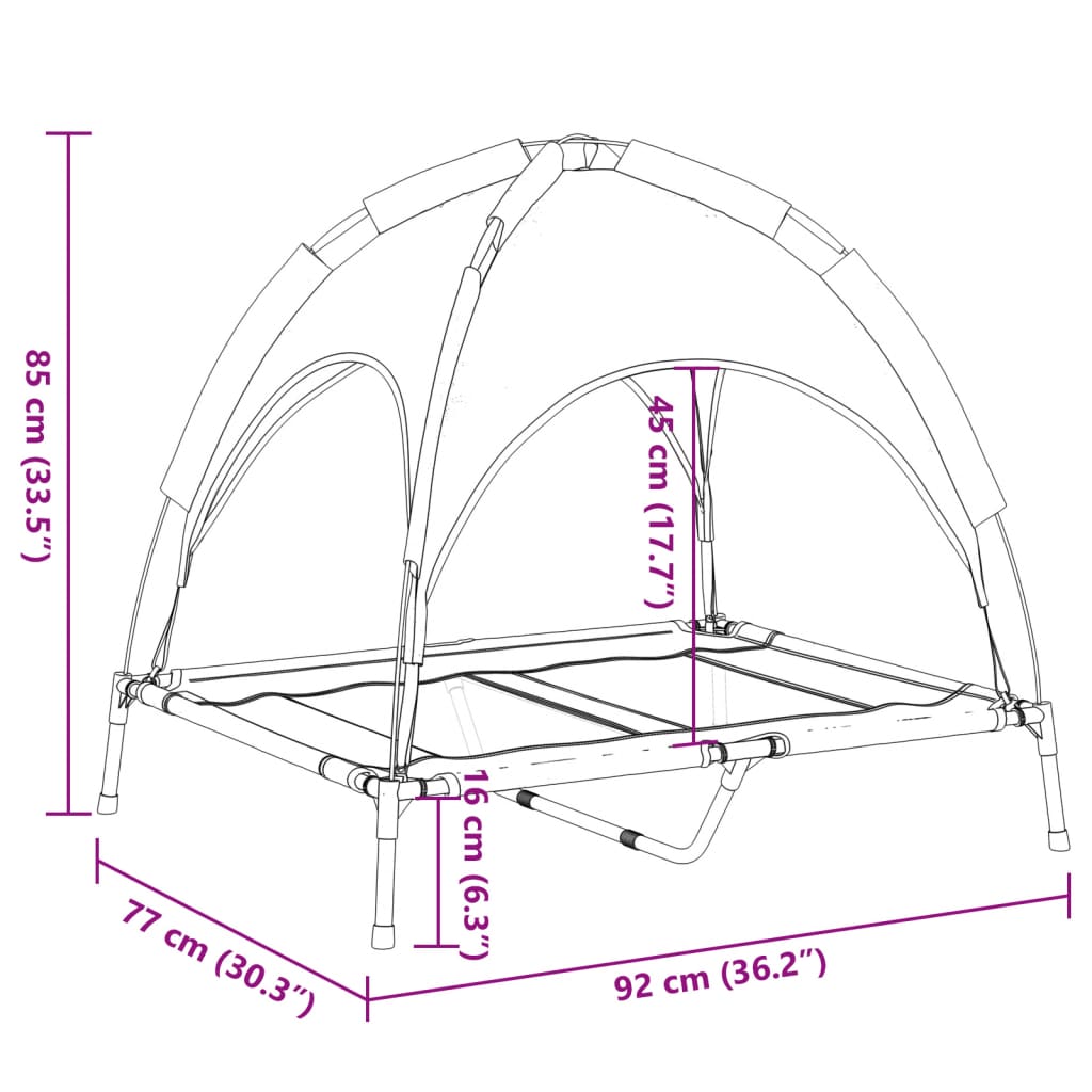 Hondenmand Met Luifel Oxford Stof En Staal Antracietkleurig 92 x 77 x 85 cm