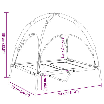 Hondenmand Met Luifel Oxford Stof En Staal Antracietkleurig 92 x 77 x 85 cm