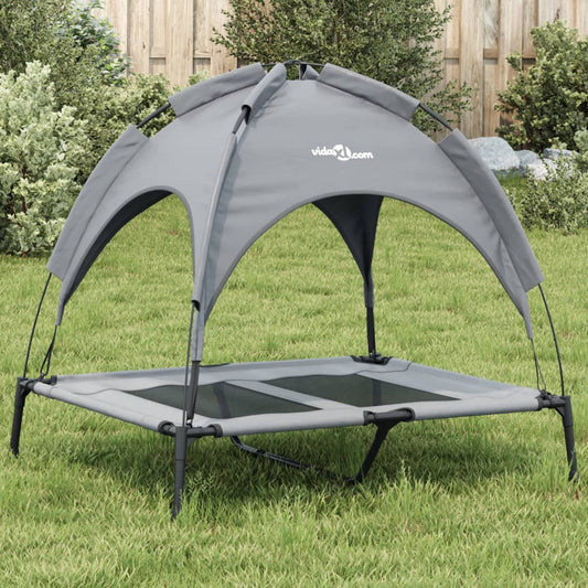 Hondenmand Met Luifel Oxford Stof En Staal Antracietkleurig 92 x 77 x 85 cm